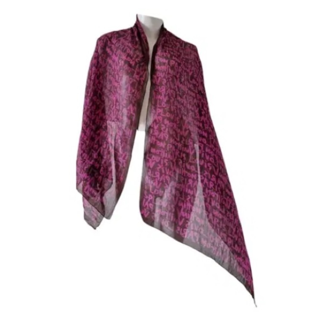 Louis Vuitton Neon Pink LV Stephen Sprouse Graffiti Scarf - Rare